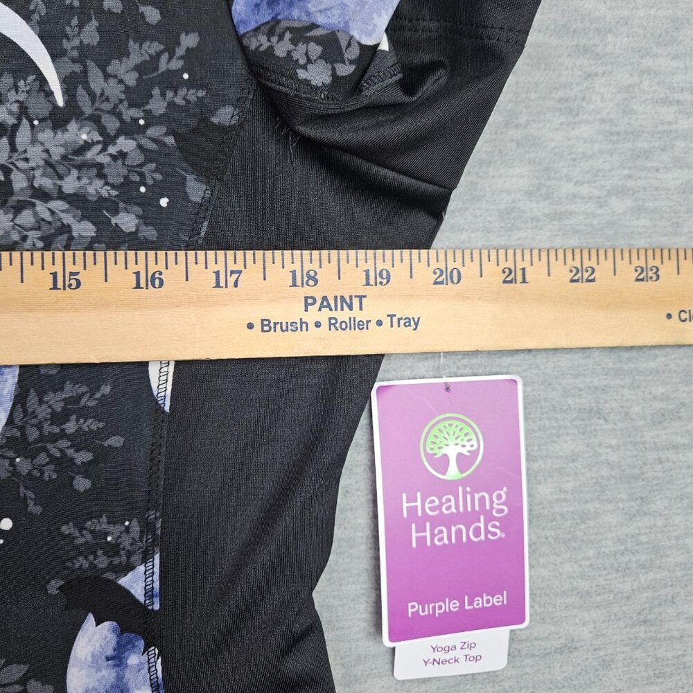Healing Hands Jessi Scrub Y-neck Yoga Zip Wichket Moon Top Size M NEW - Picture 9 of 9